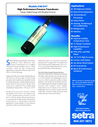 Thumbnail of document Data Sheet - 546/547 High Performance Pressure Transducer